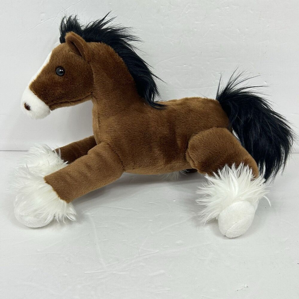 Aurora World Clydesdale Horse Pony Fancy Brown White 12" Plush Soft Clean Modern